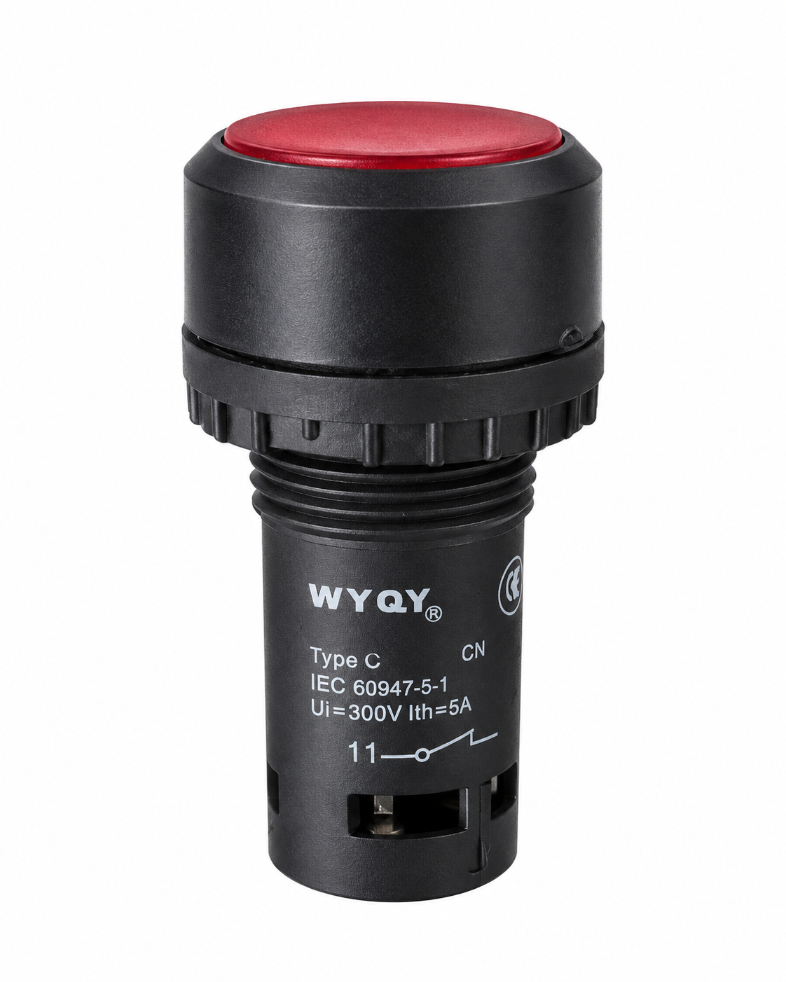 Bouton poussoir industriel rouge